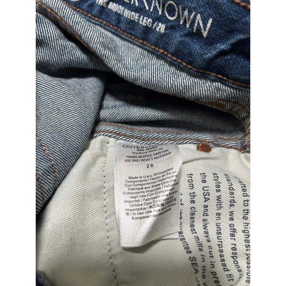 Outerknown Sea Jeans The Brook Wide Leg High Rise Blue Denim Womens Size 28 New - Picture 9 of 10